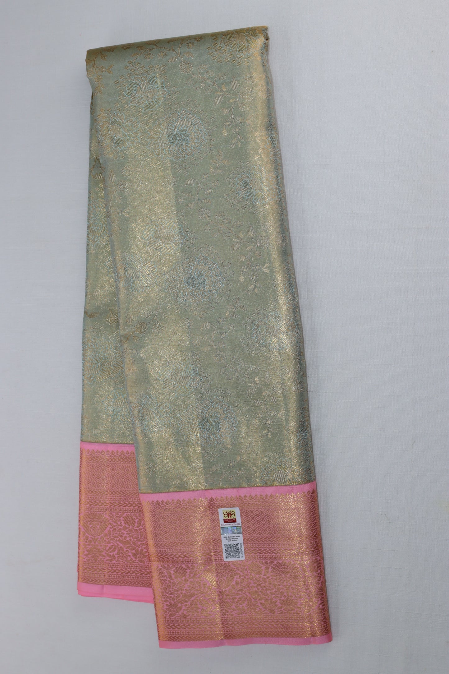 Exotic Pastel Blue Kanjipuram Saree