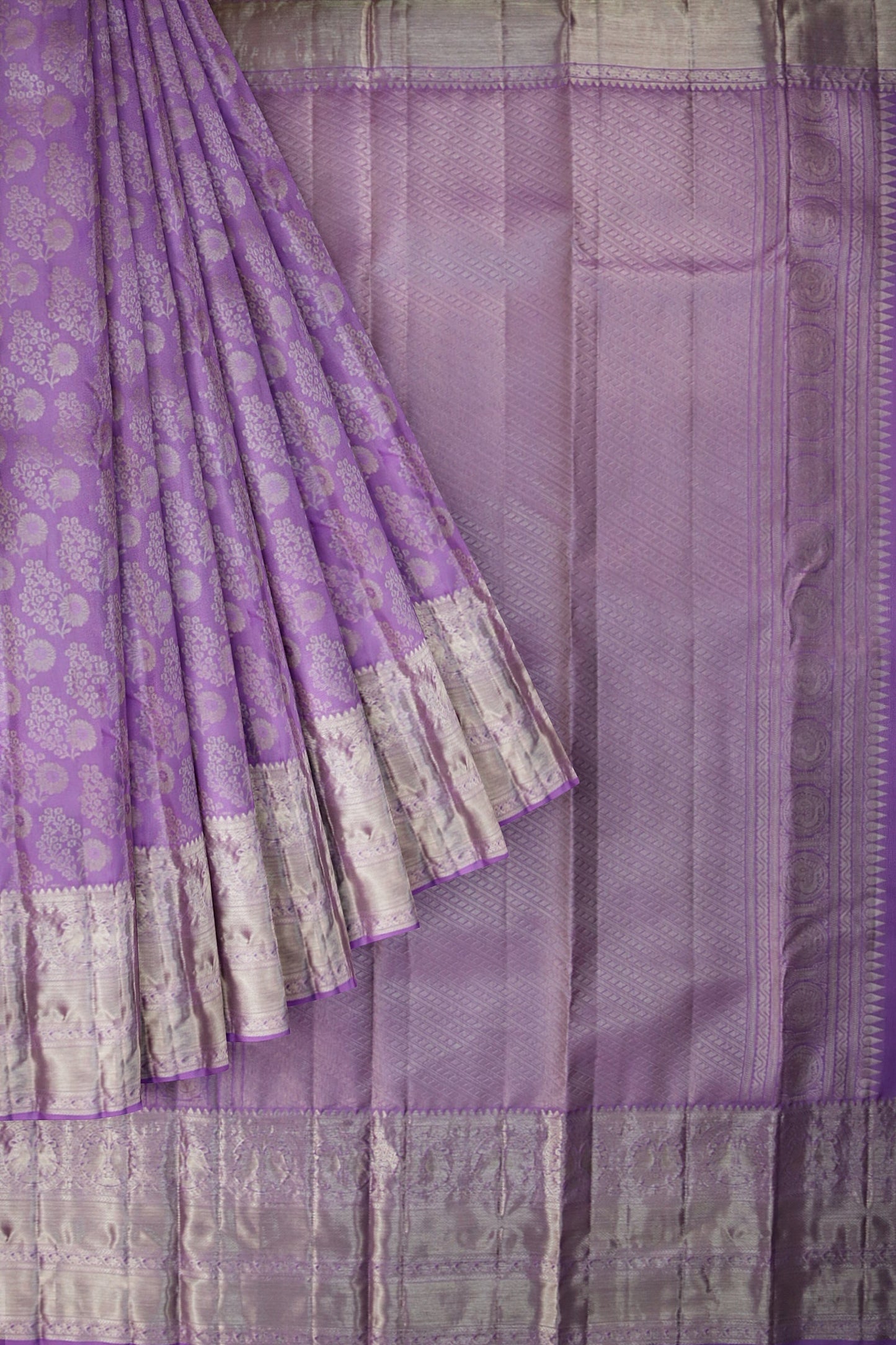 Royal Lavender Pure Kanjipuram Saree From Weavers and Best on Online