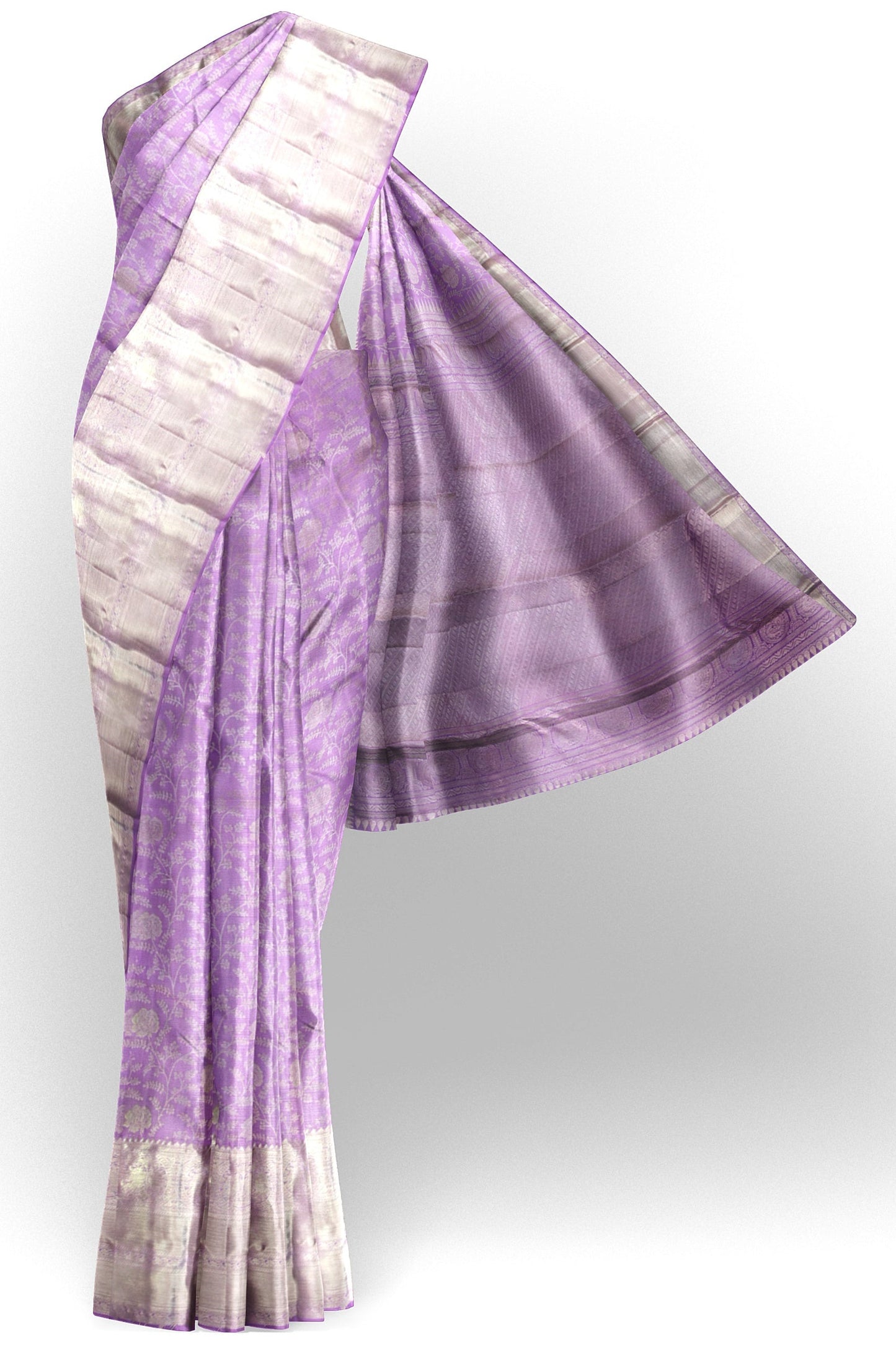 Rich Lavender Pure Kanjipuram Saree From Weavers and Best on Online