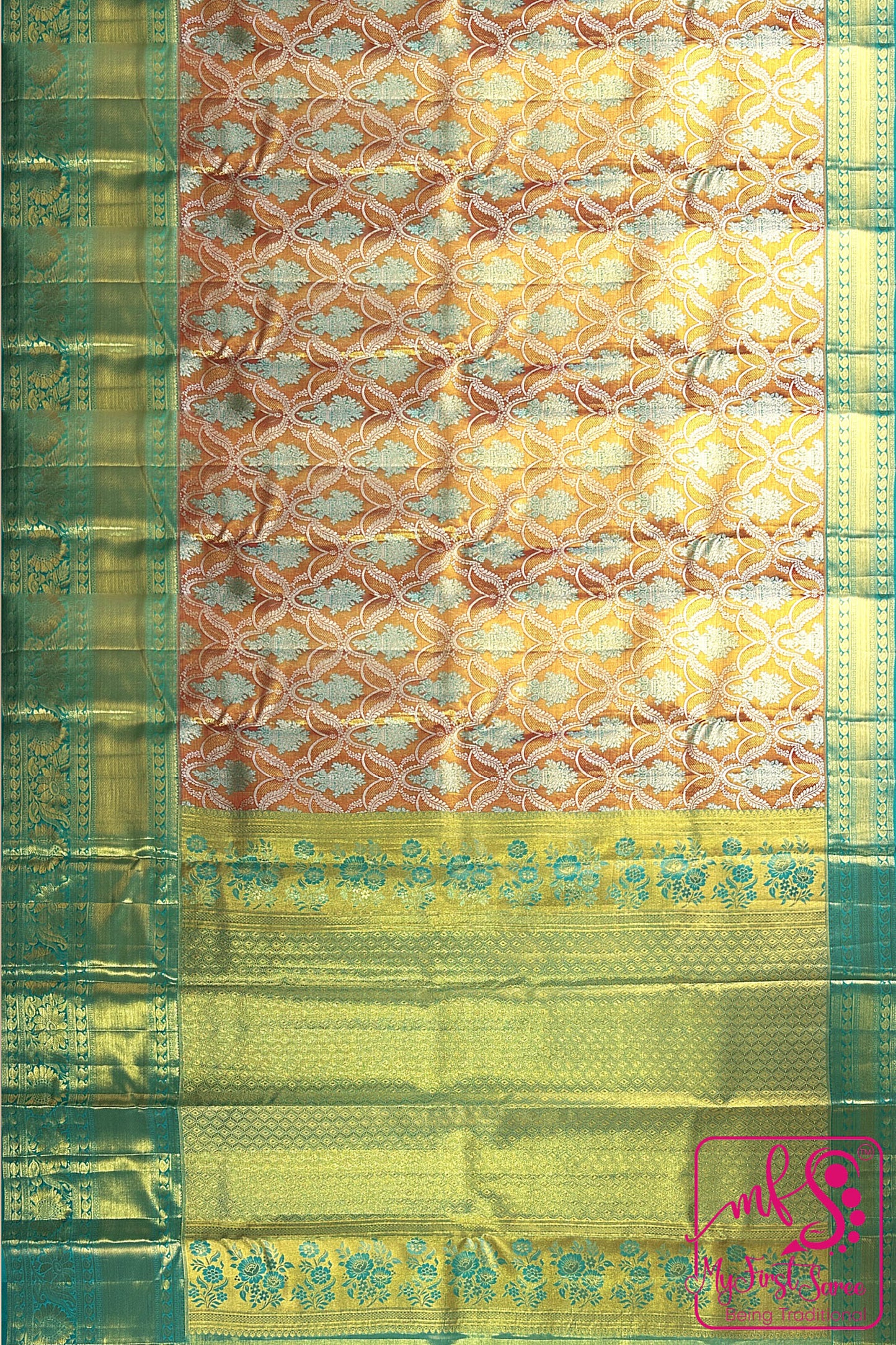 Exotic Orange Kanchipuram Silk Saree From Weavers and Best on Online