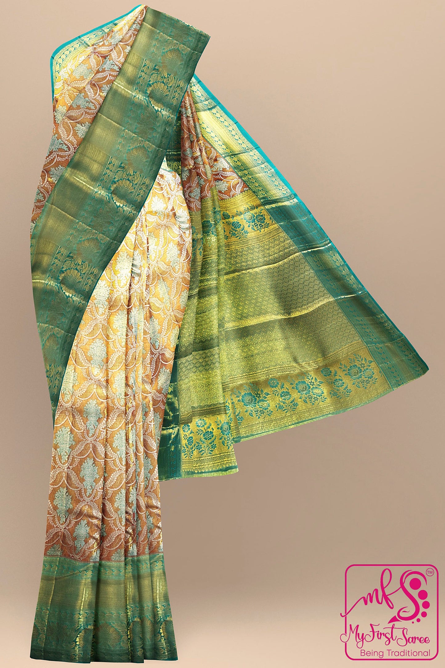 Exotic Orange Kanchipuram Silk Saree From Weavers and Best on Online