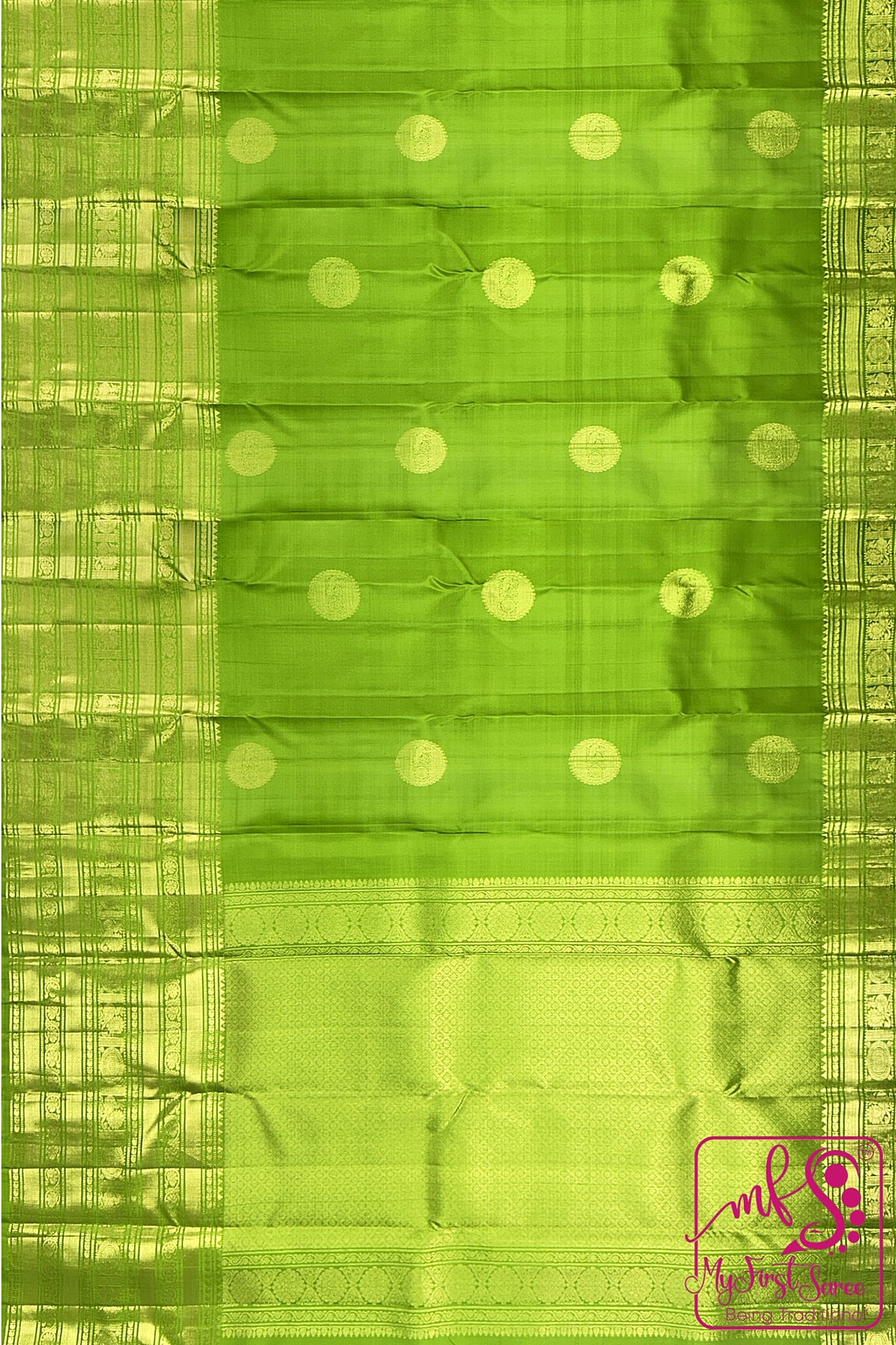 Traditional Parrot green Kanchipuram Silk Saree From Weavers and Best on Online