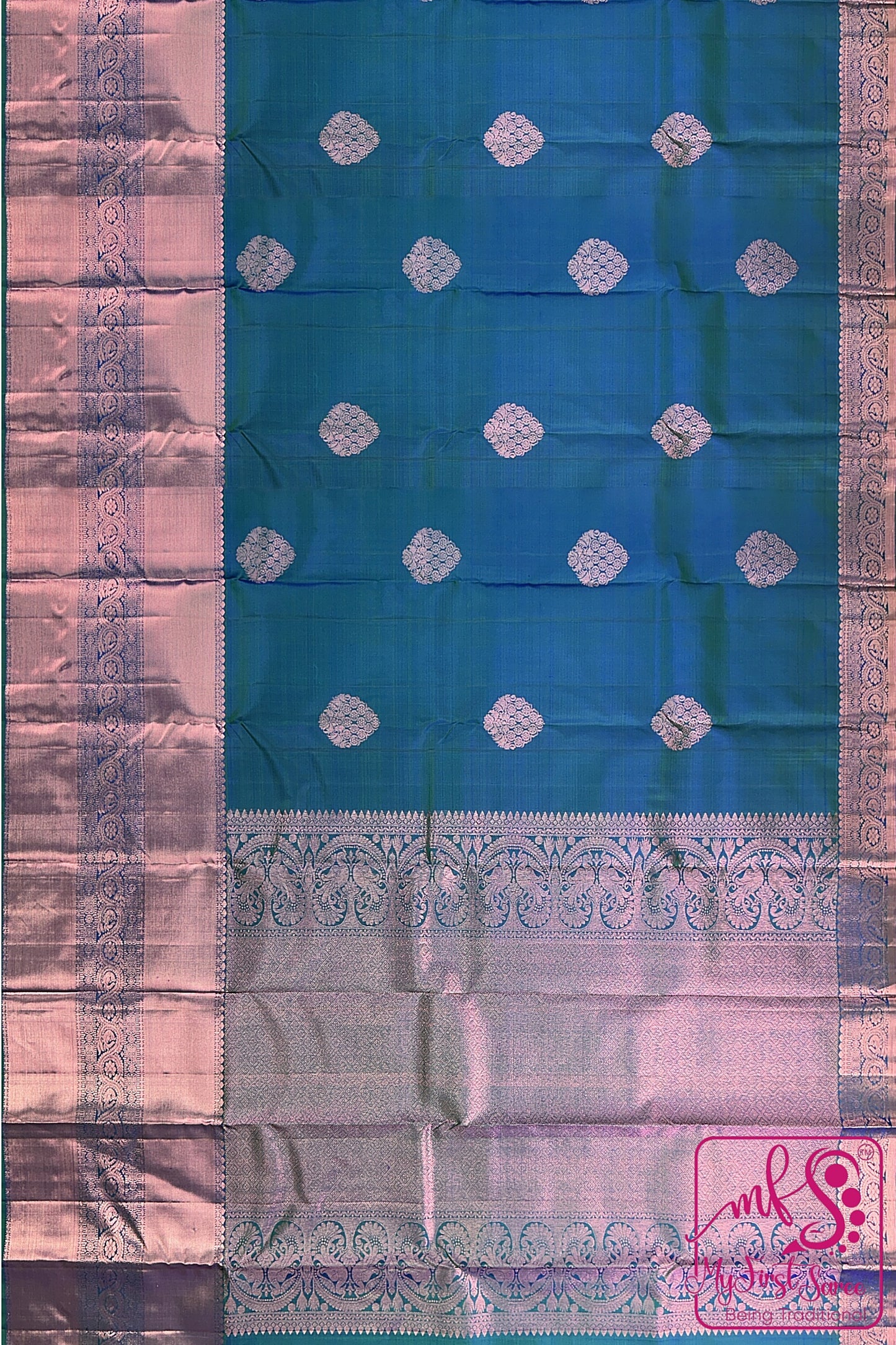 Classy Blue Kanchipuram Silk Saree From Weavers and Best on Online