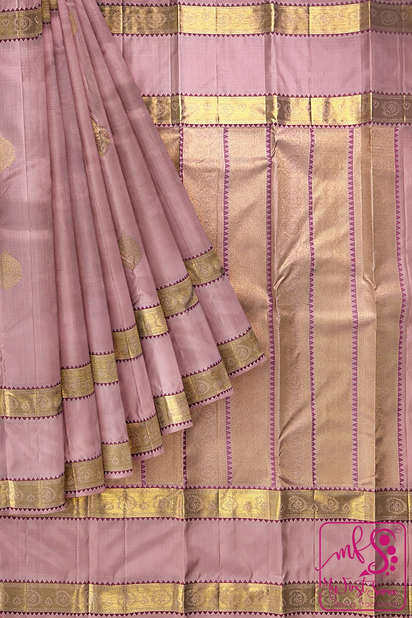 Trendy Baby Pink Kanchipuram Silk Saree From Weavers and Best on Online