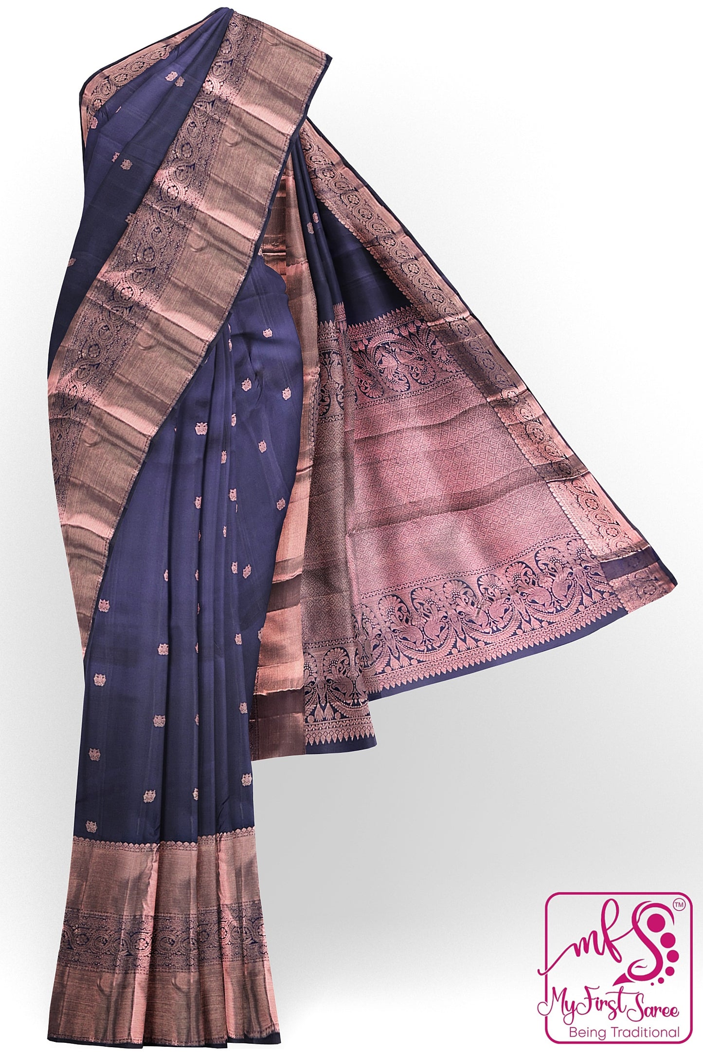 Rich Royal Blue Kanchipuram Silk Saree From Weavers and Best on Online