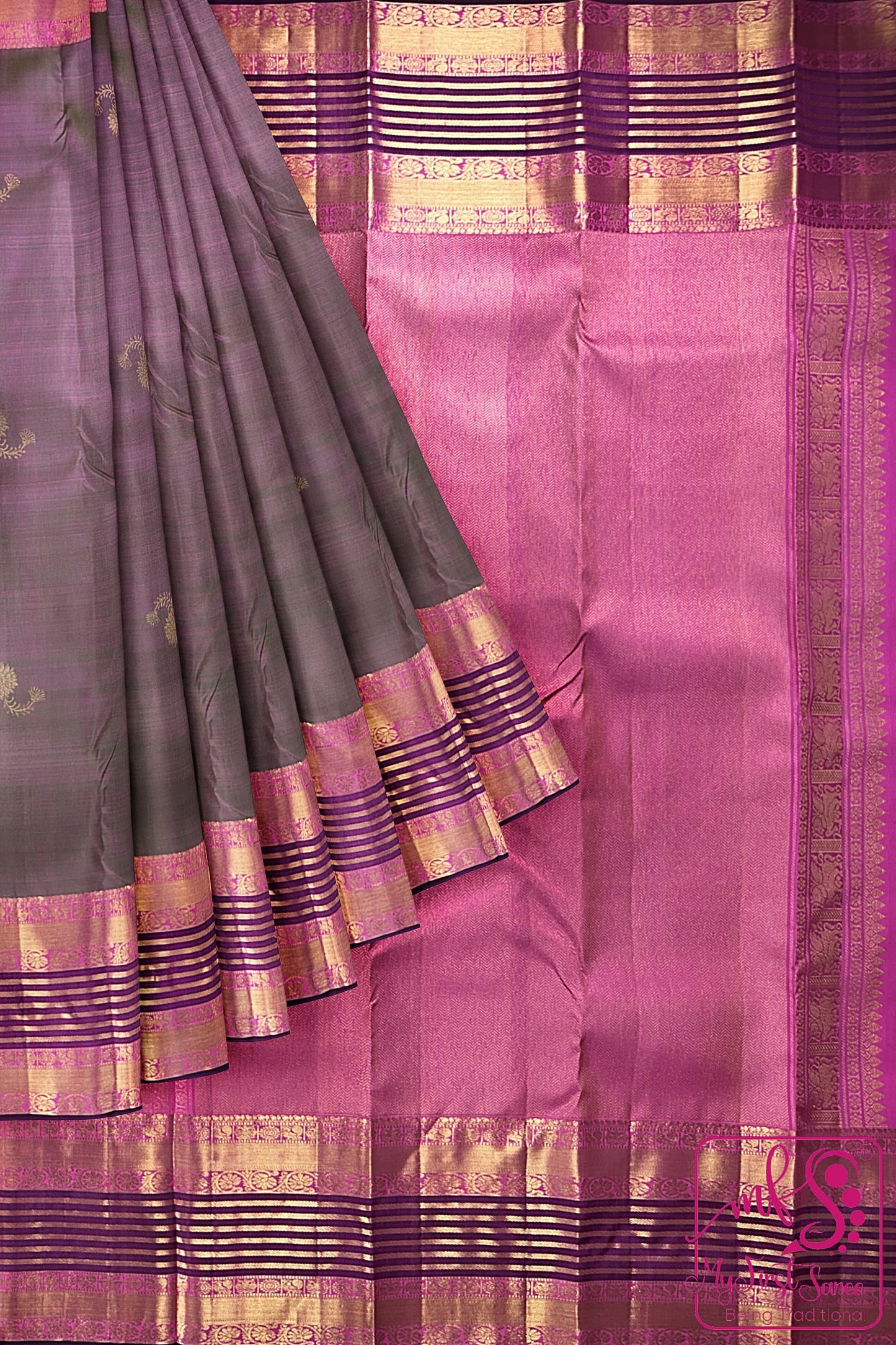 Classic Mauve Violet Kanchipuram Silk Saree From Weavers and Best on Online