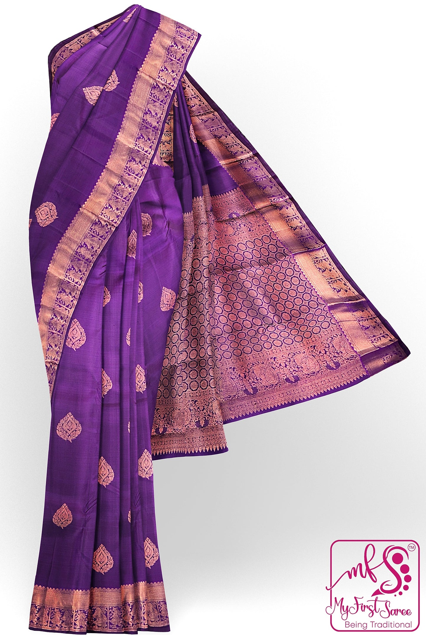 Classy Violet Kanchipuram Silk Saree From Weavers and Best on Online