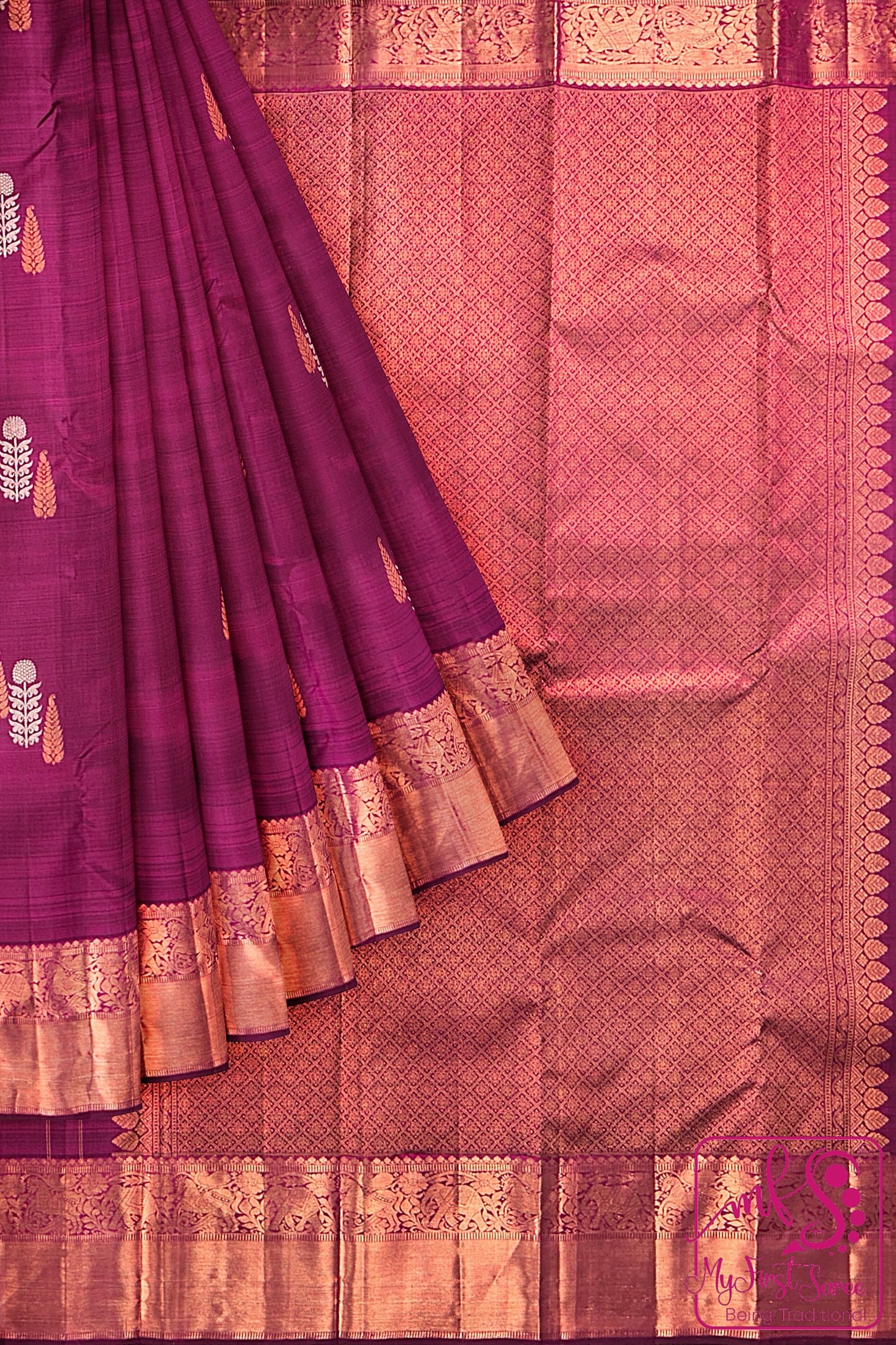Rich Dark Pink Kanchipuram Silk Saree From Weavers and Best on Online