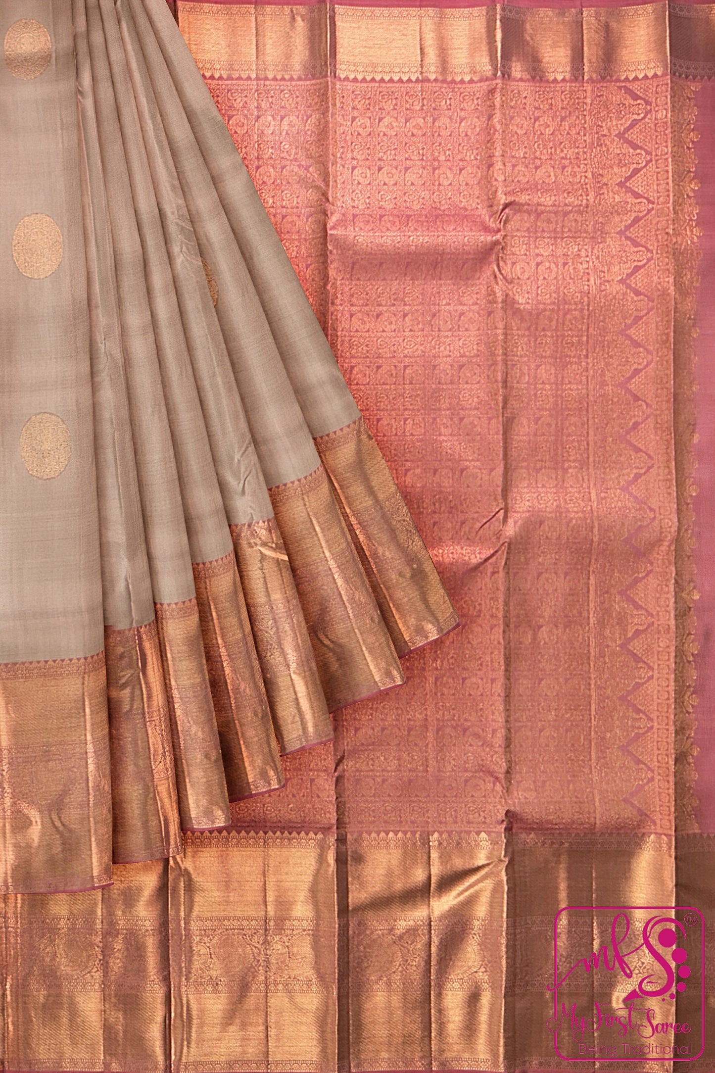 Exotic Grey Kanchipuram Silk Saree From Weavers and Best on Online