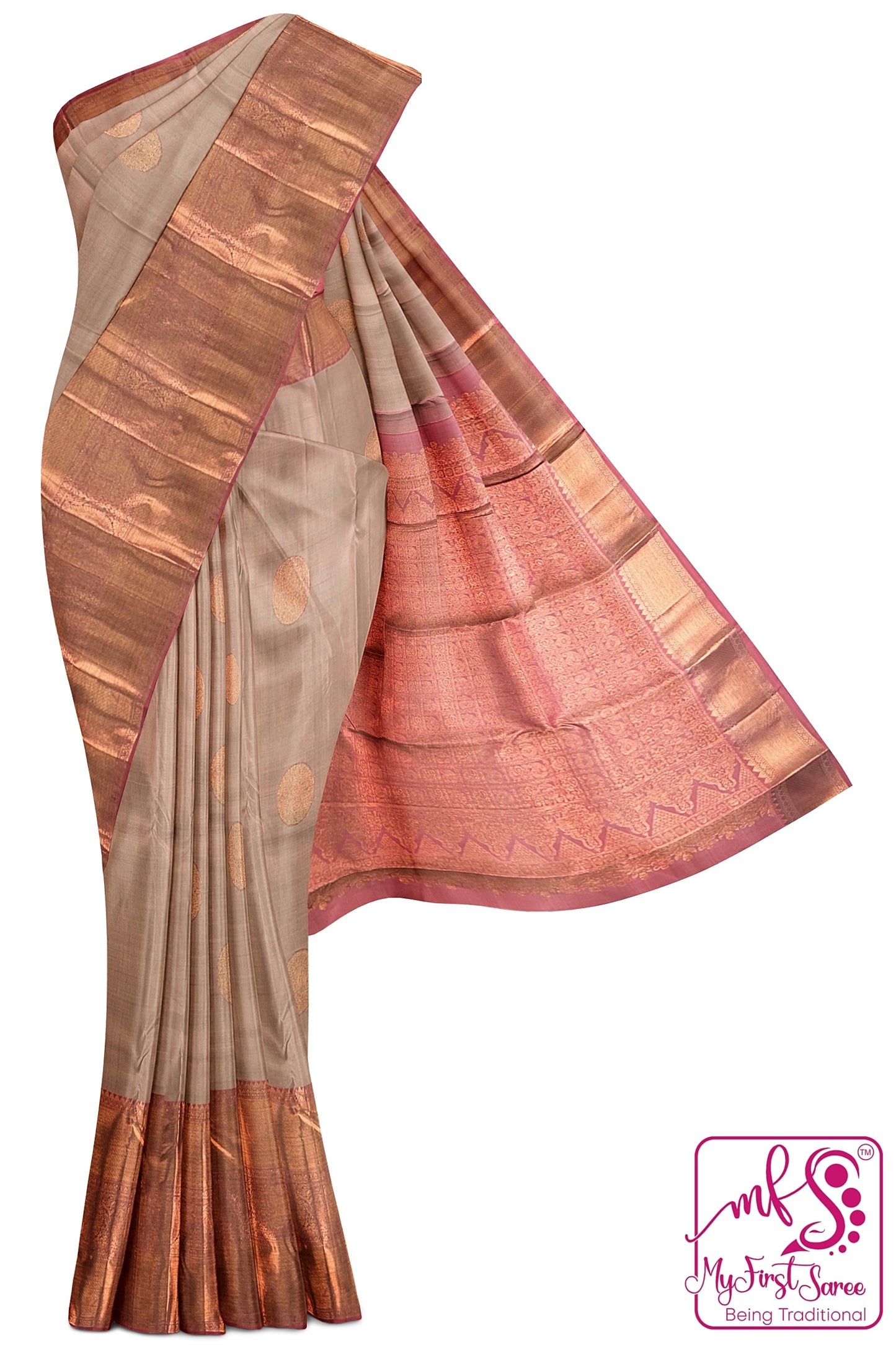 Exotic Grey Kanchipuram Silk Saree From Weavers and Best on Online