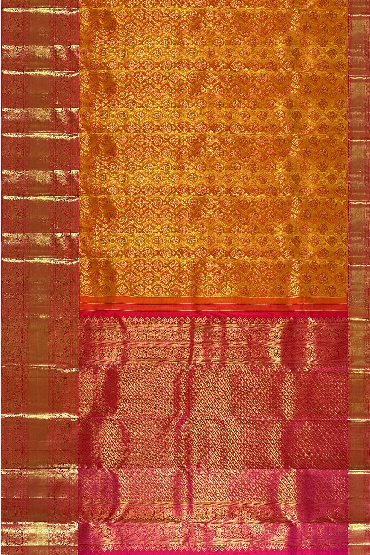 Rich Mustard Yellow Kanchipuram Silk Saree From Weavers and Best on Online
