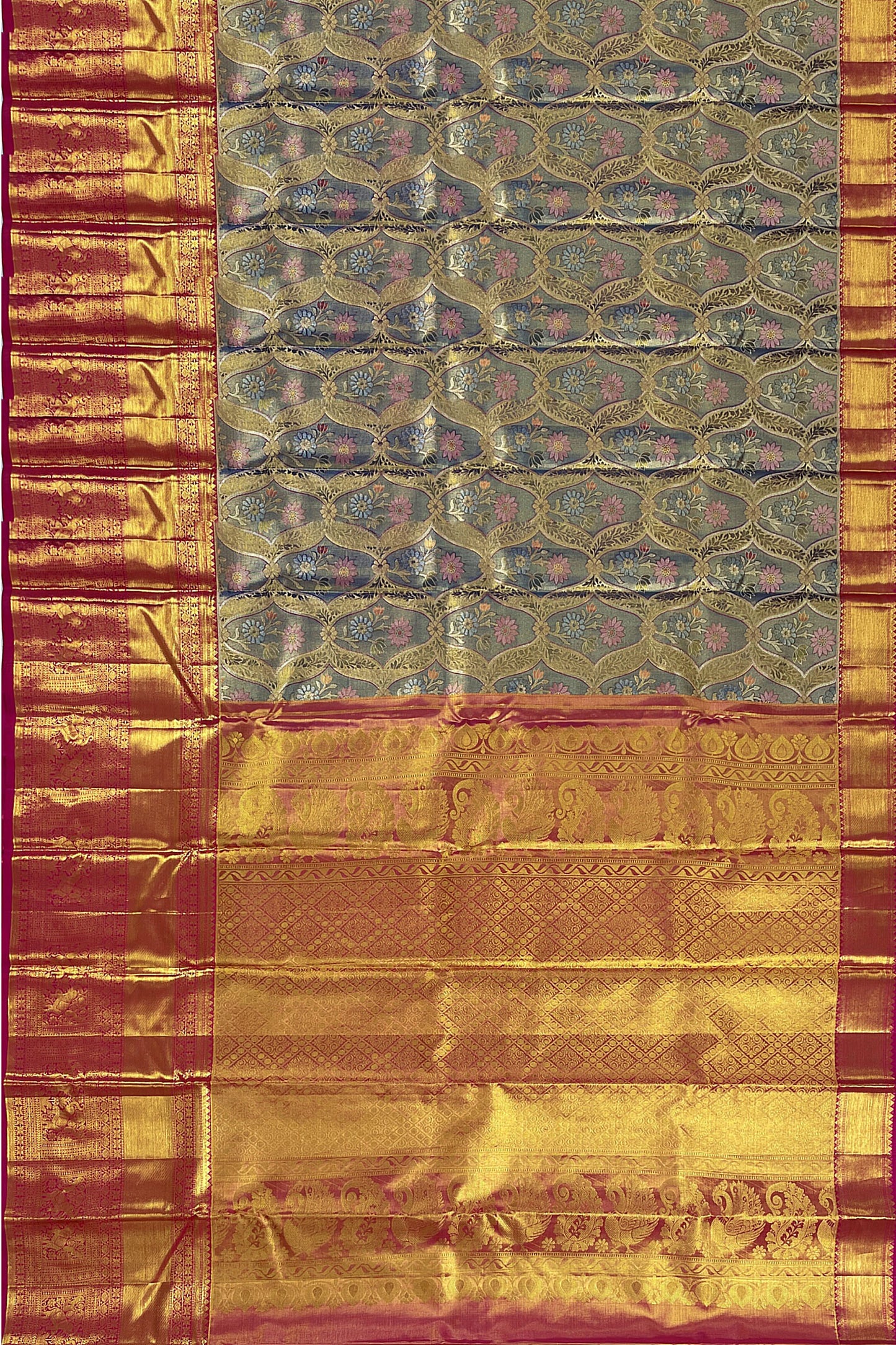 Rich Seal Gray Kanchipuram Silk Saree From Weavers and Best on Online