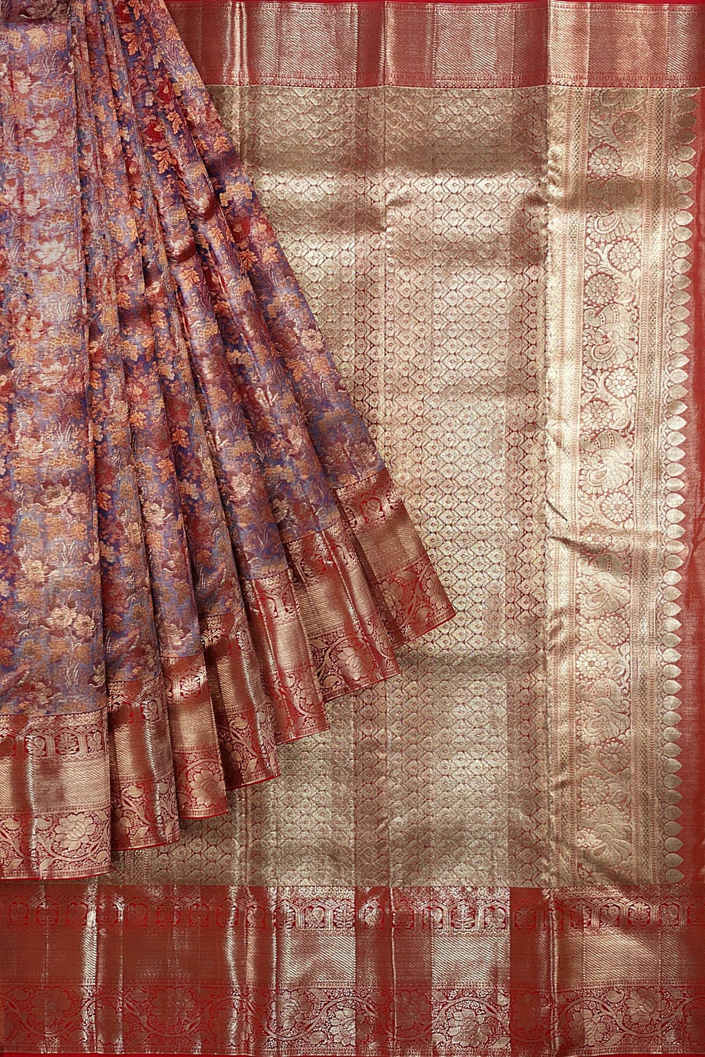 Classy Violet with Marron Kanchipuram Silk Saree From Weavers and Best on Online
