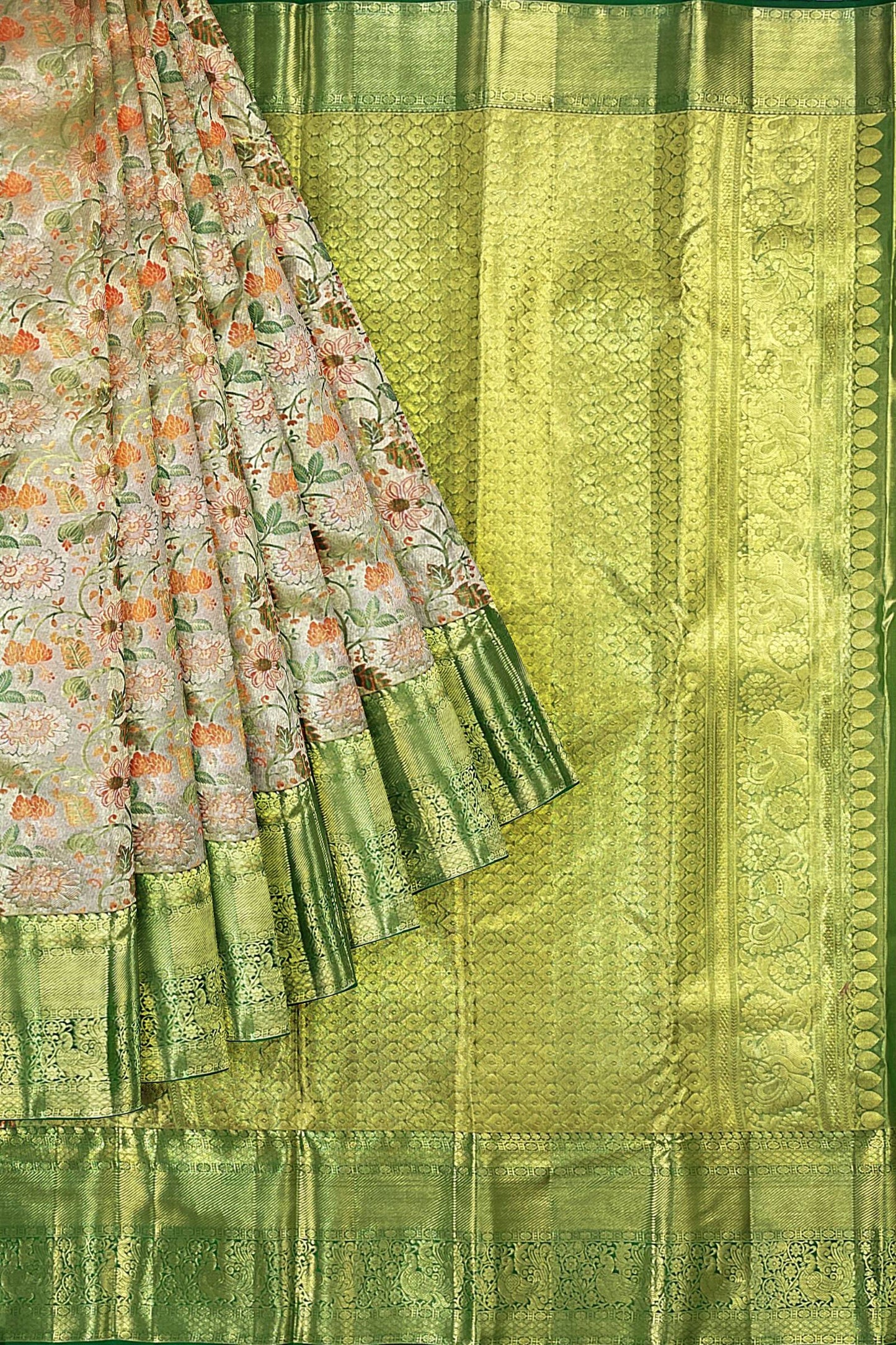 Elegant Multi-color Kanchipuram Silk Saree From Weavers and Best on Online