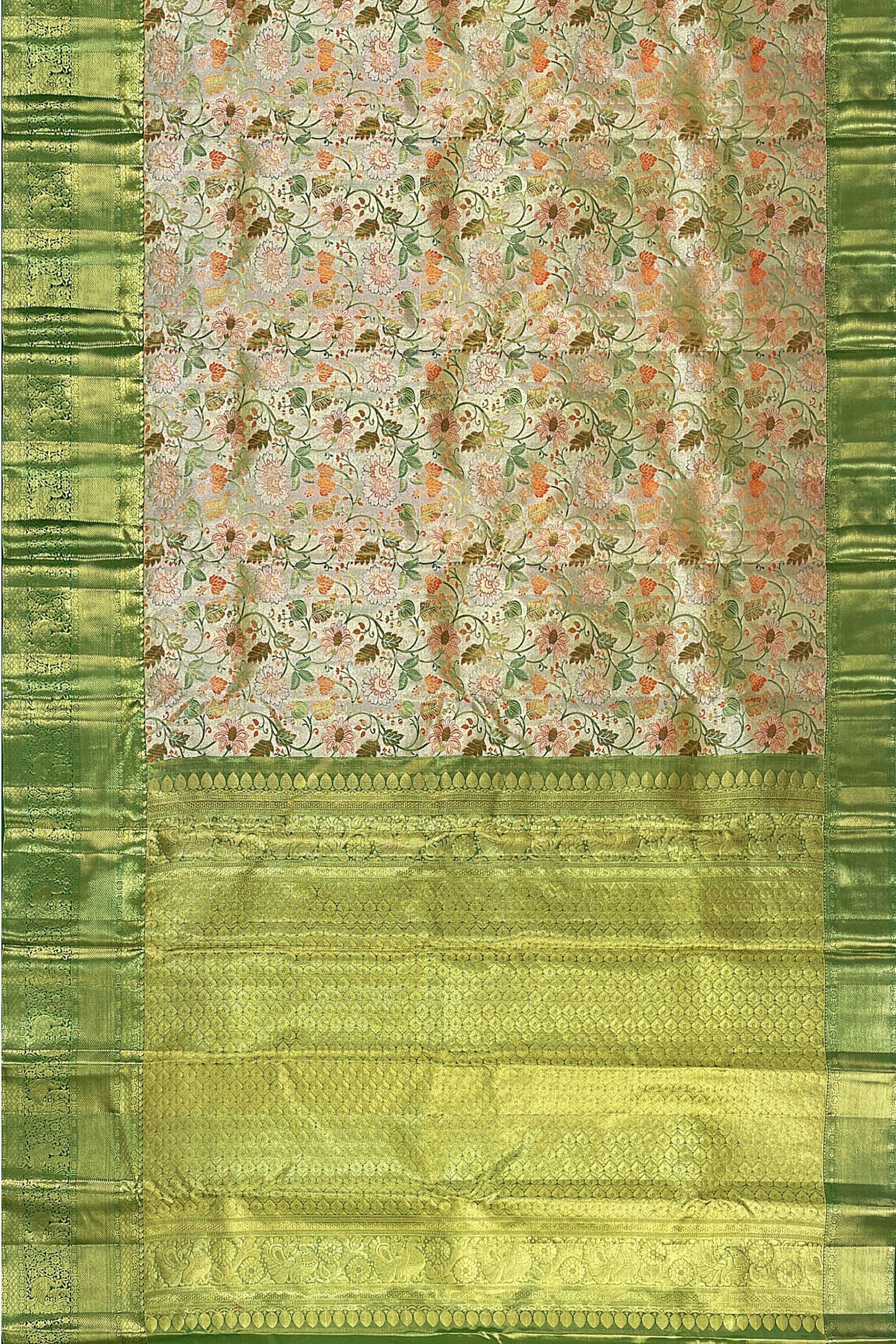 Elegant Multi-color Kanchipuram Silk Saree From Weavers and Best on Online