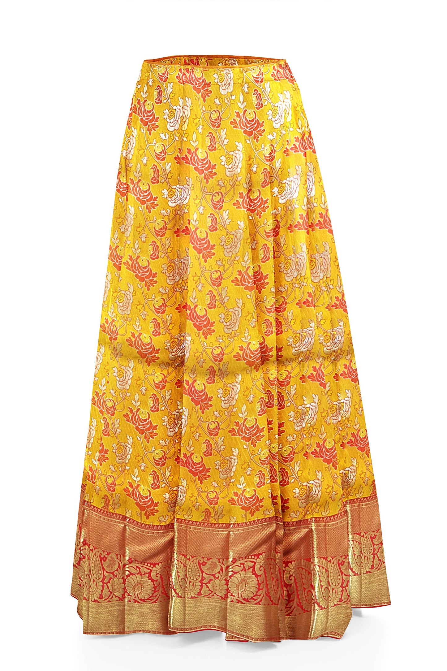 Classy Yellow Pure Kanchipuram Pattu Pavada From Weavers and Best on Online