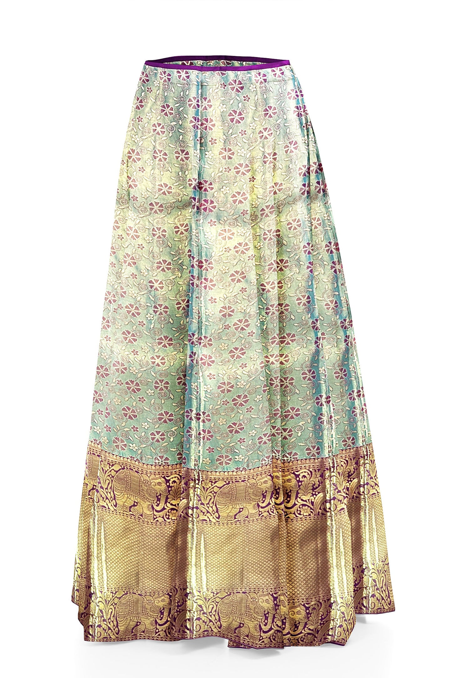 Graceful Turkish Blue Pure Kanchipuram Pattu Pavada From Weavers and Best on Online