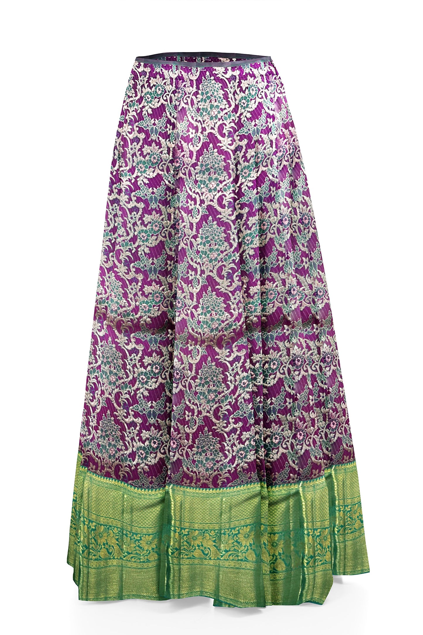 Beautiful Grape Violet Pure Kanchipuram Pattu Pavada From Weavers and Best on Online