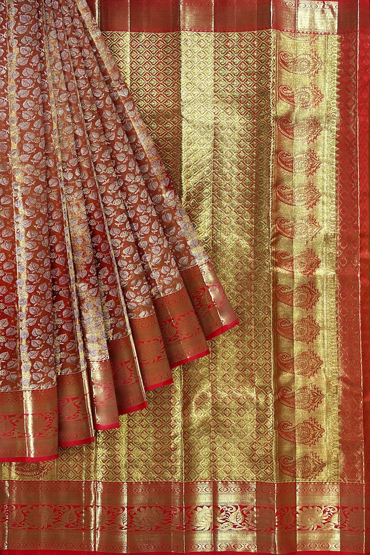 Stunning Red Kanchipuram Silk Saree From Weavers and Best on Online