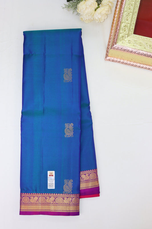 Stunning Blue Pure Kanjipuram Saree From Weavers and Best on Online