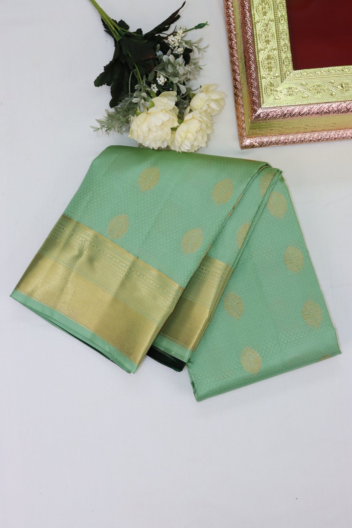 Exquite Mint Green Pure Kanjipuram Saree From Weavers and Best on Online