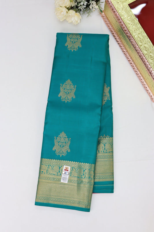 Opulent Blue Pure Kanjipuram Saree From Weavers and Best on Online