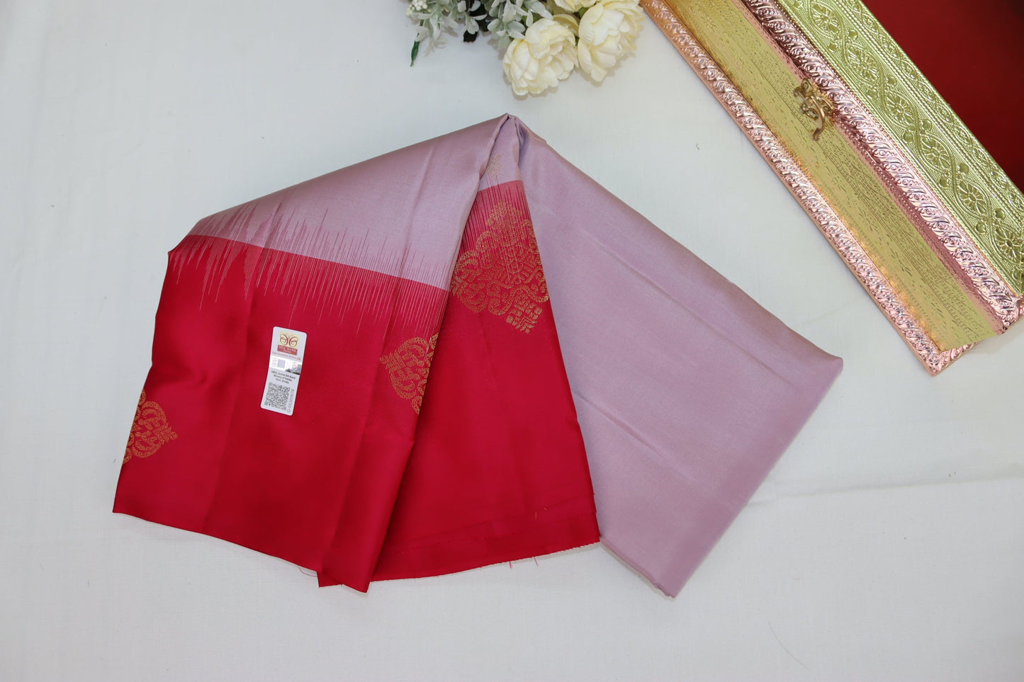 Graceful Pastel Purple Pure Kanjipuram Saree From Weavers and Best on Online