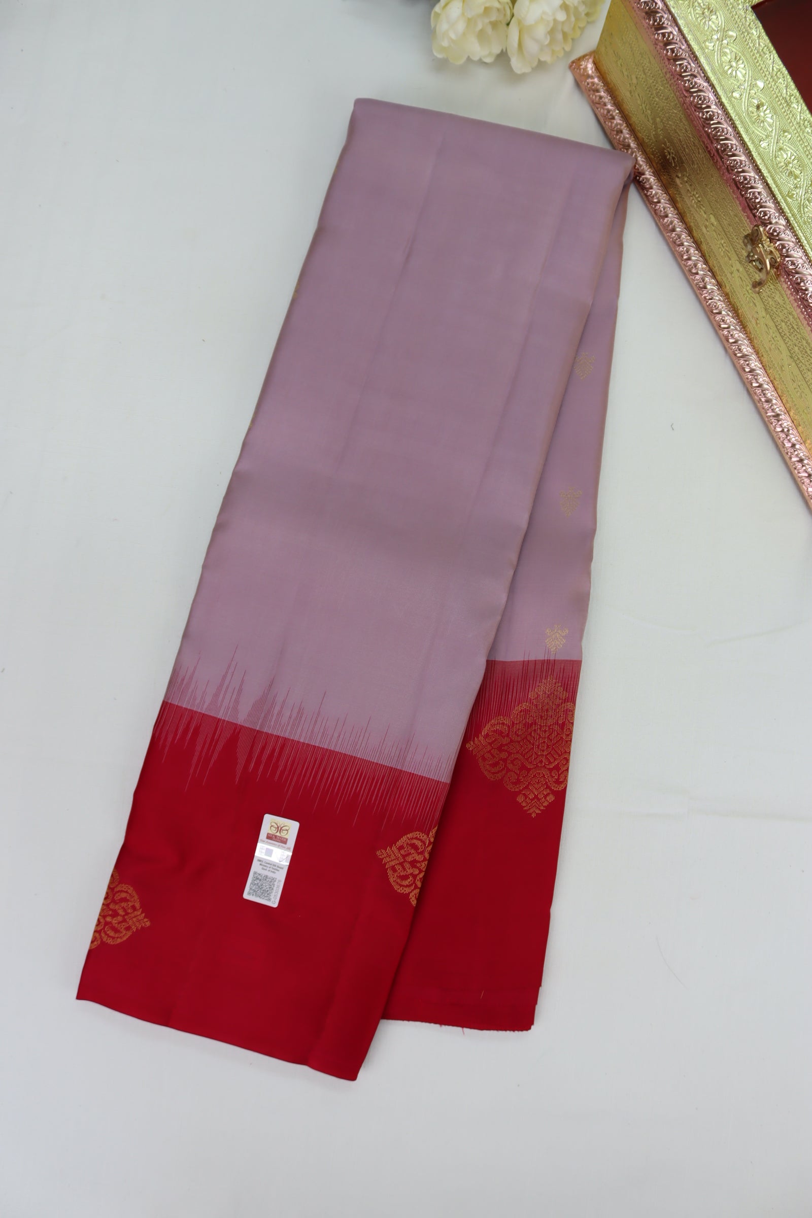 Graceful Pastel Purple Pure Kanjipuram Saree From Weavers and Best on Online