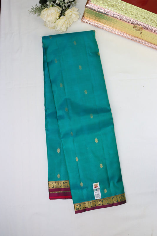 Regal Teal Blue Pure Kanjipuram Saree From Weavers and Best on Online