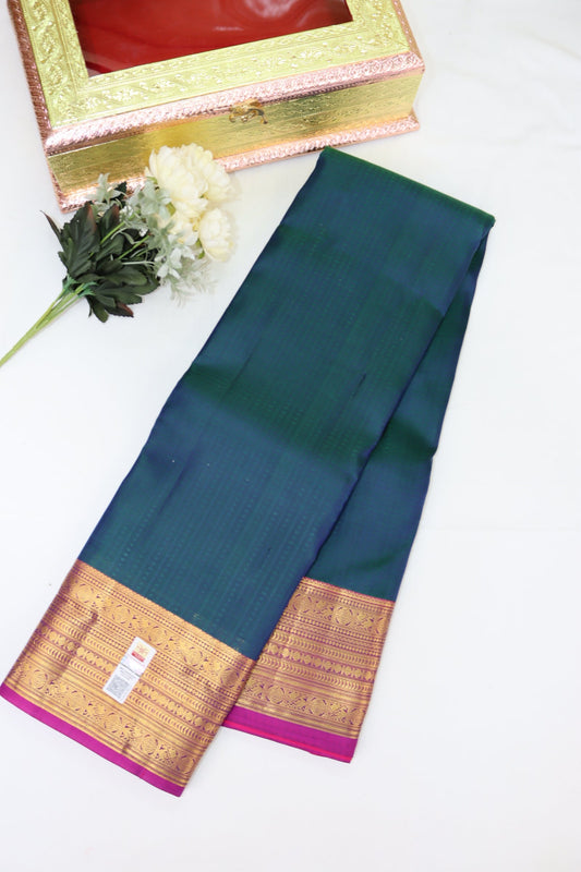 Elegant Teal Blue Pure Kanjipuram Saree From Weavers and Best on Online