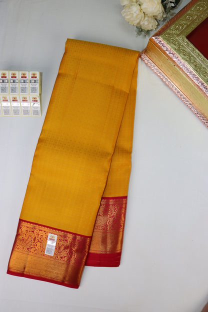 Exquisite Yellow Pure Kanjipuram Saree From Weavers and Best on Online