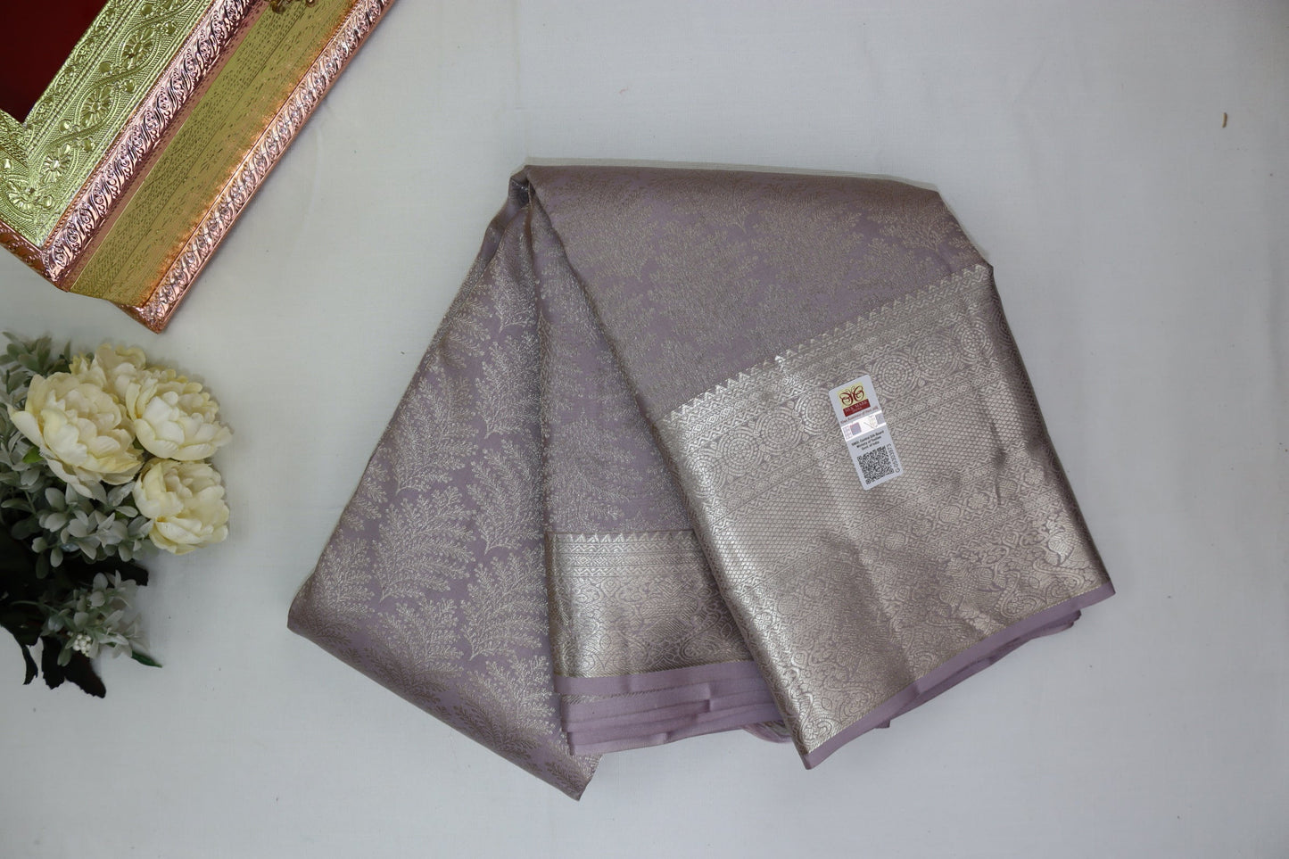 Opulent Lavender Pure Kanjipuram Saree From Weavers and Best on Online