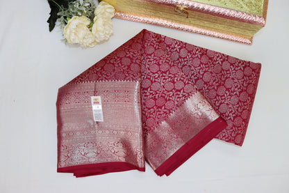 Luxurious Marron Red Pure Kanjipuram Saree From Weavers and Best on Online