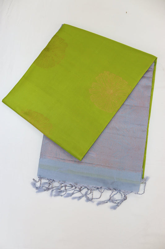 Classic Olive Green Kanjipuram Saree From Weavers and Best on Online