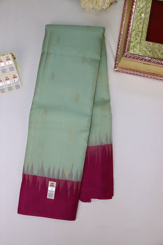 Stunning Light Green Pure Kanjipuram Saree From Weavers and Best on Online