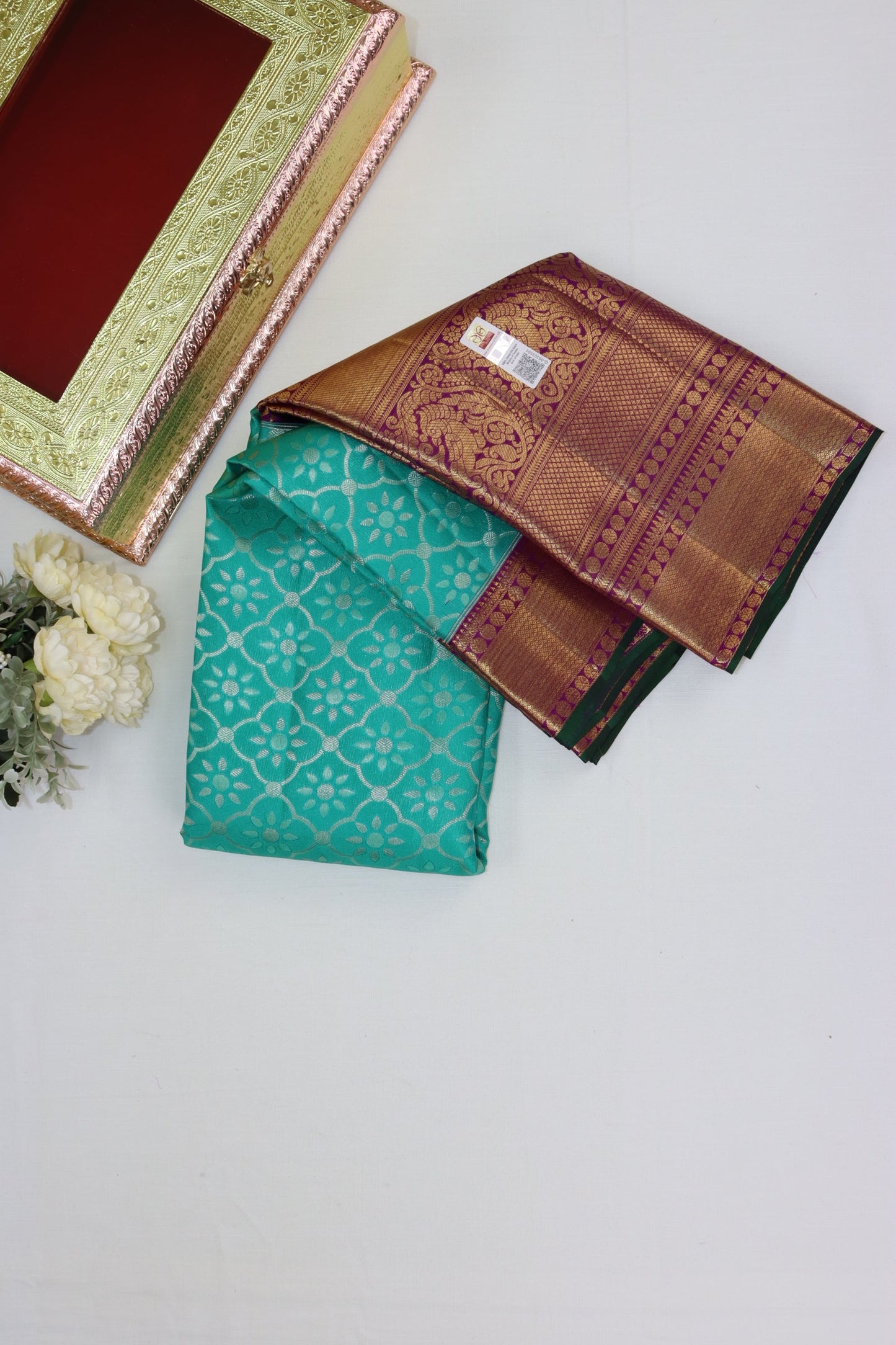 Royal Teal Green Pure Kanjipuram Saree From Weavers and Best on Online