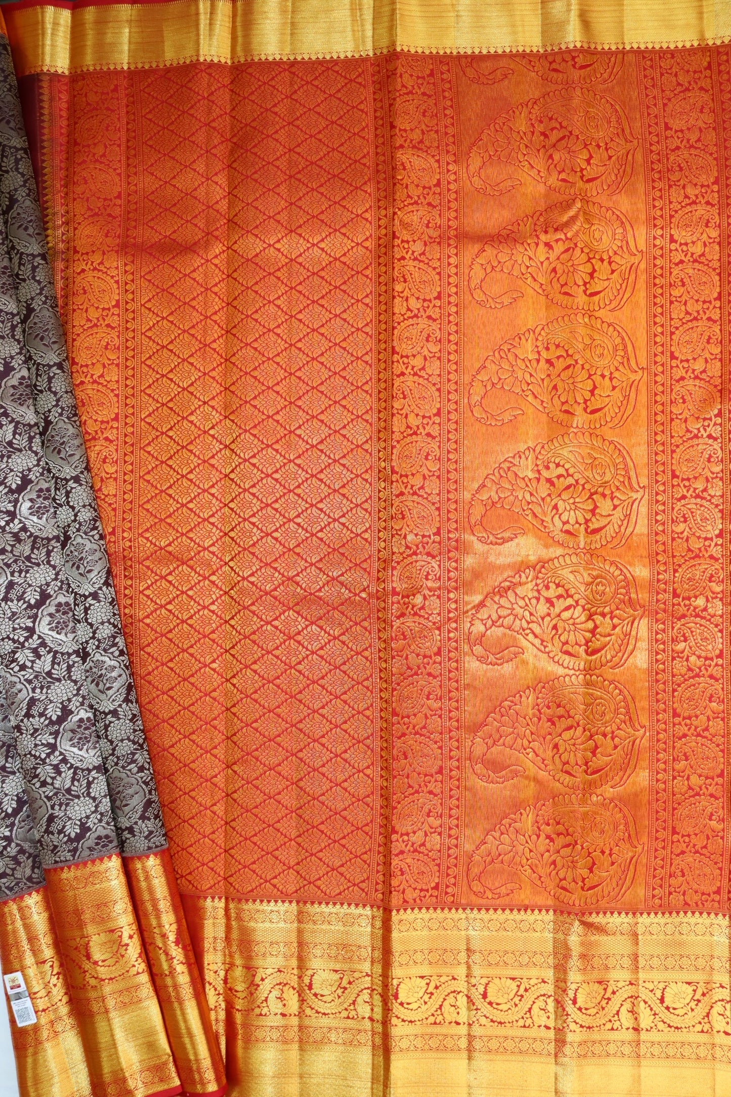 Classic Chocolate Brown Pure Kanjipuram Saree From Weavers and Best on Online