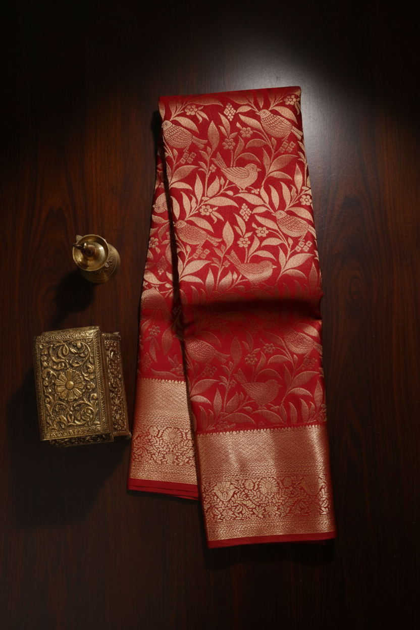 Classic Marron Red Kanjipuram Saree