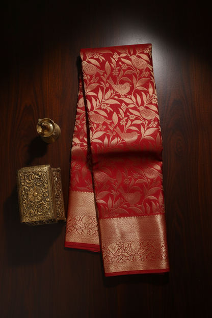 Classic Marron Red Kanjipuram Saree