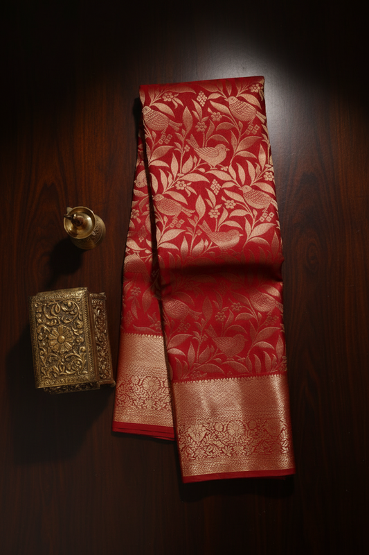 Classic Marron Red Kanjipuram Saree