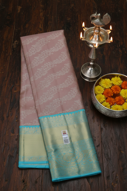 Classic Baby Pink Kanjipuram Saree