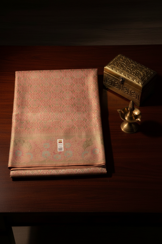 Traditional Pastel Pink Kanjipuram Saree
