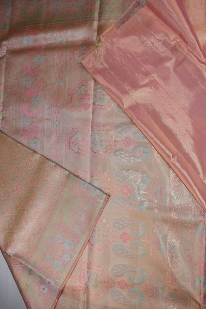 Traditional Pastel Pink Kanjipuram Saree