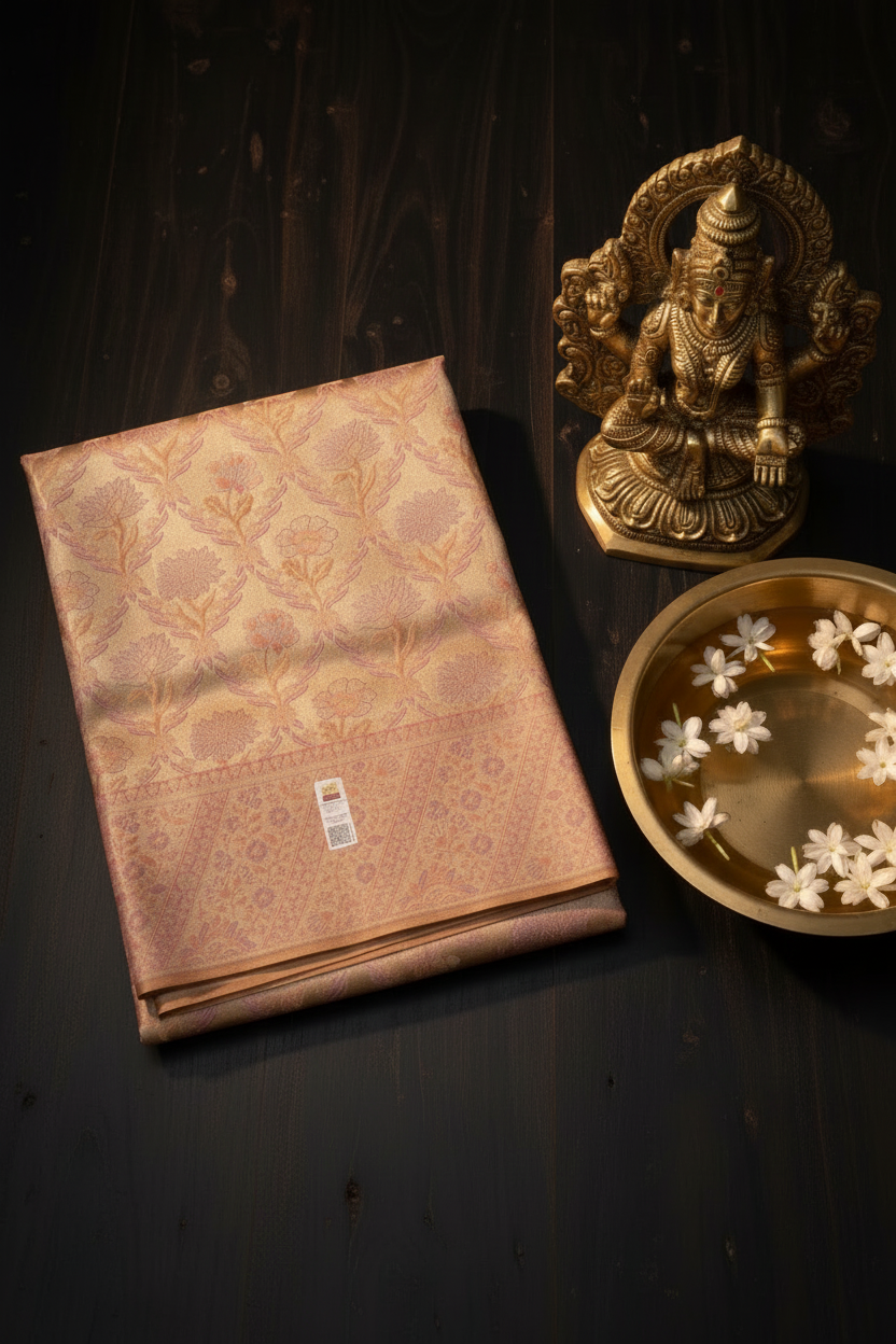 Traditional Pastel Pink Kanjipuram Saree