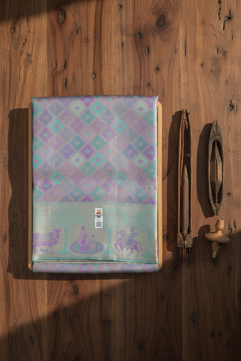 Exotic Pastel Lavender Kanjipuram Saree