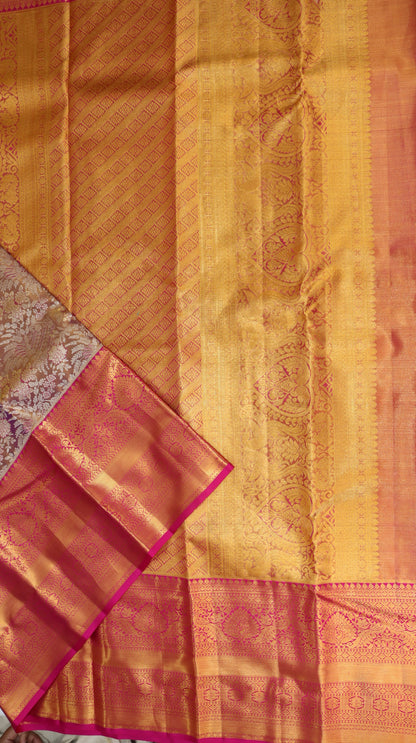 Traditional Gray Tissue Kanjipuram Saree