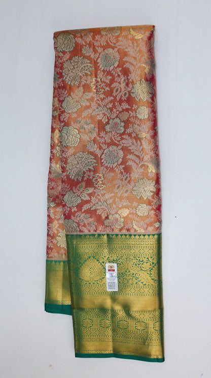 Traditional Orange Tissue Kanjipuram Saree