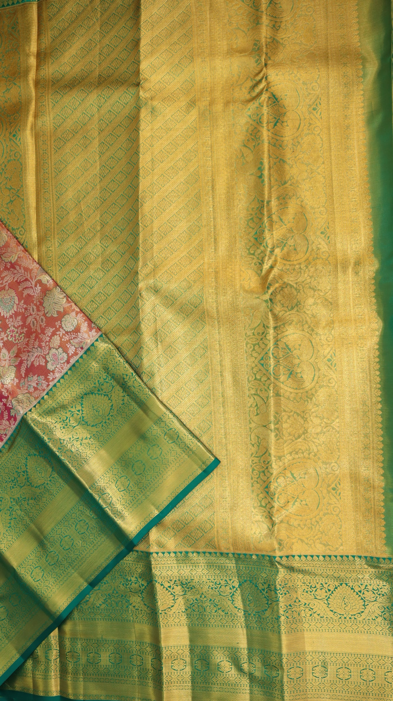 Traditional Orange Tissue Kanjipuram Saree