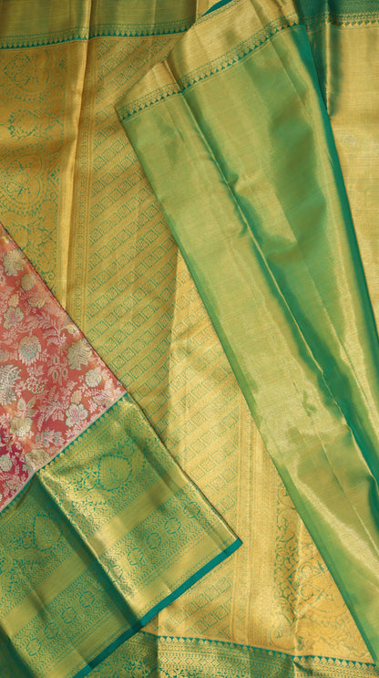Traditional Orange Tissue Kanjipuram Saree