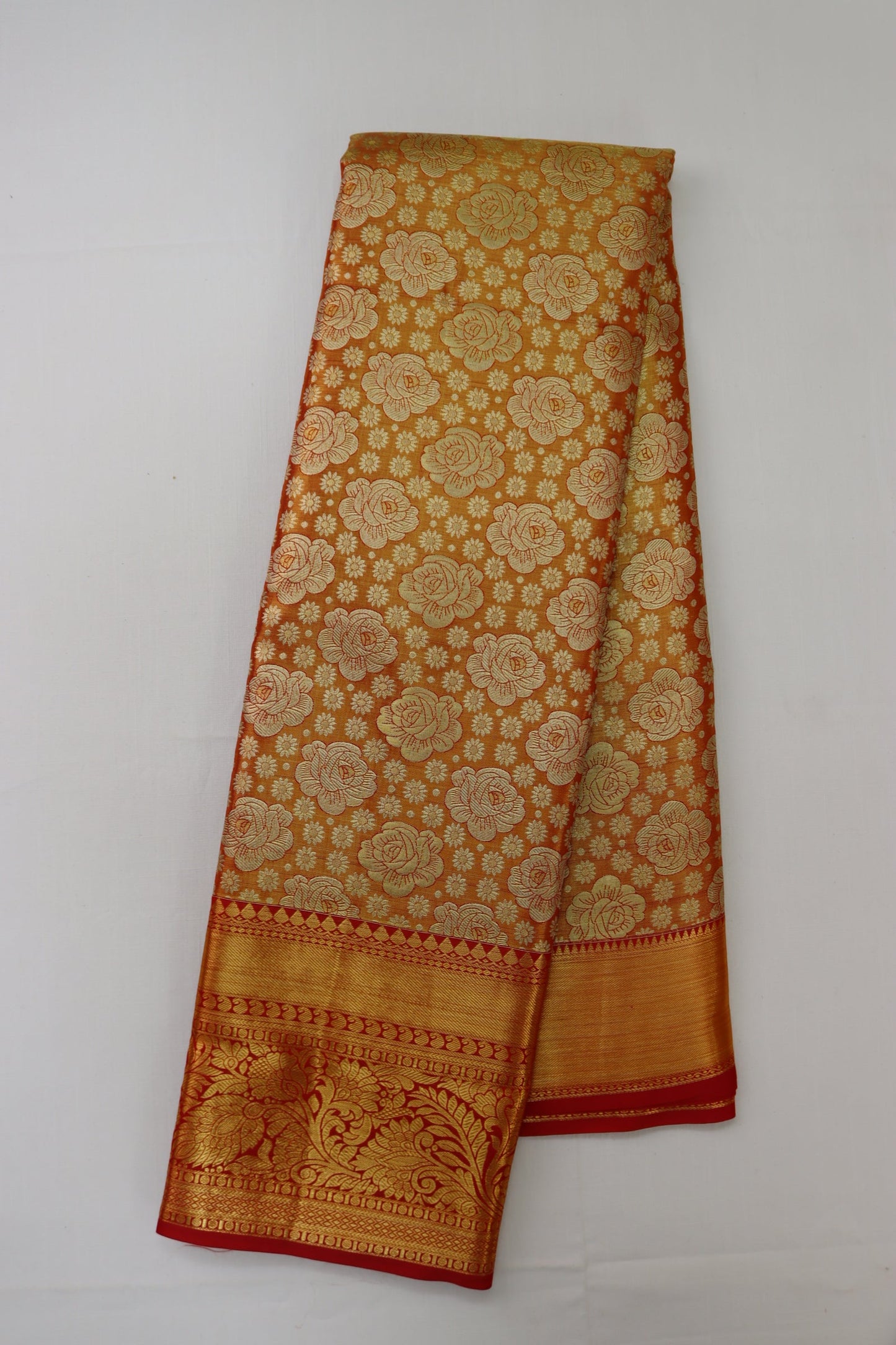 Captivating Orange Kanjipuram Saree From Weavers and Best on Online